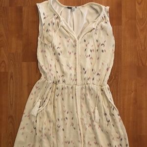 White printed A line dress